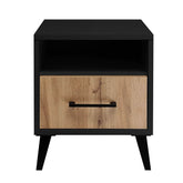 Nočný stolík KAMA čierny/drevený vzhľad