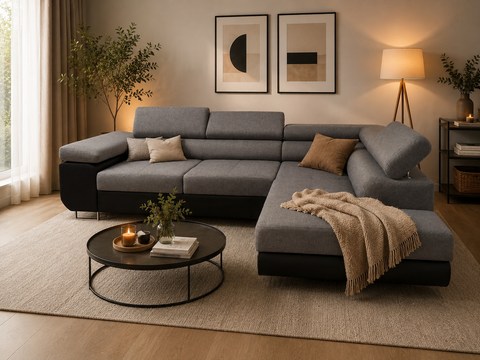 Hoekbank Savannah Grijs en zwart